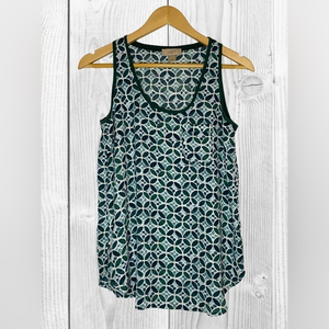 Women's LOFT Green &‎ White Design Tank Top Size XS
